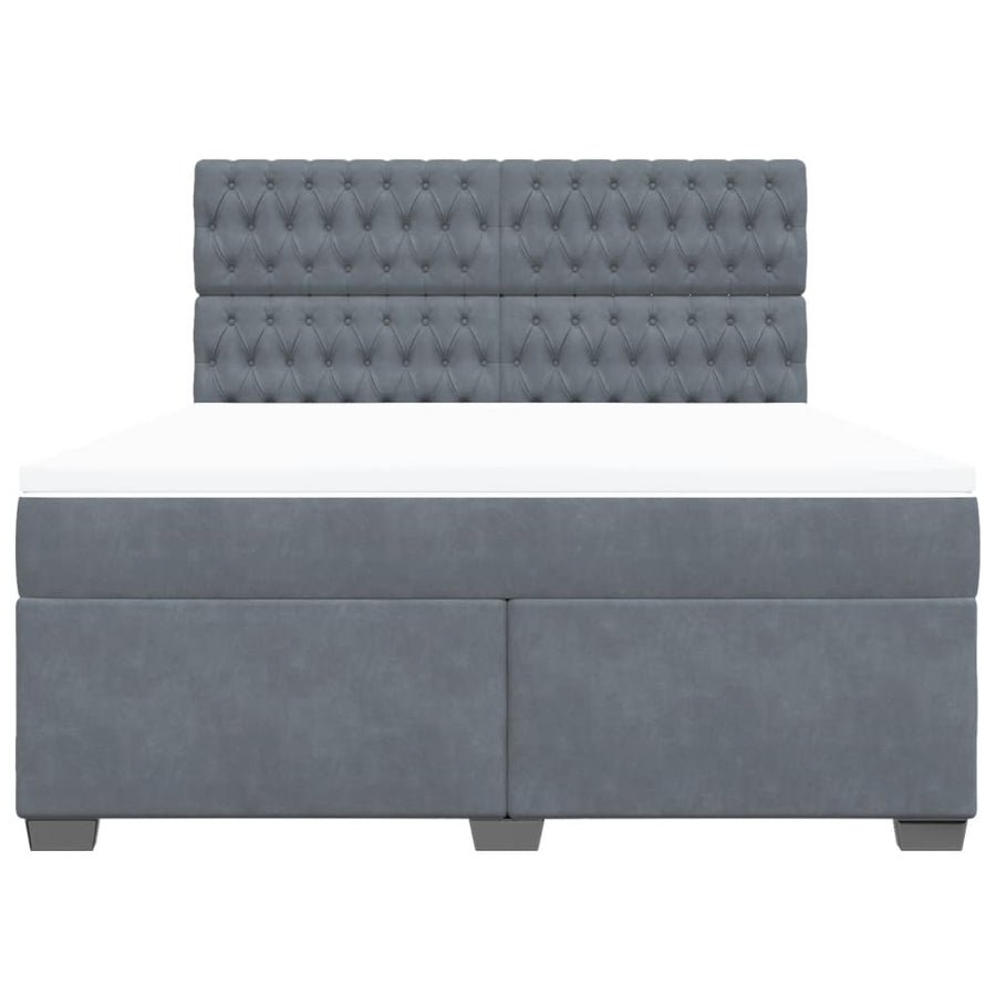 Boxspring met matras fluweel donkergrijs 180x200 cm