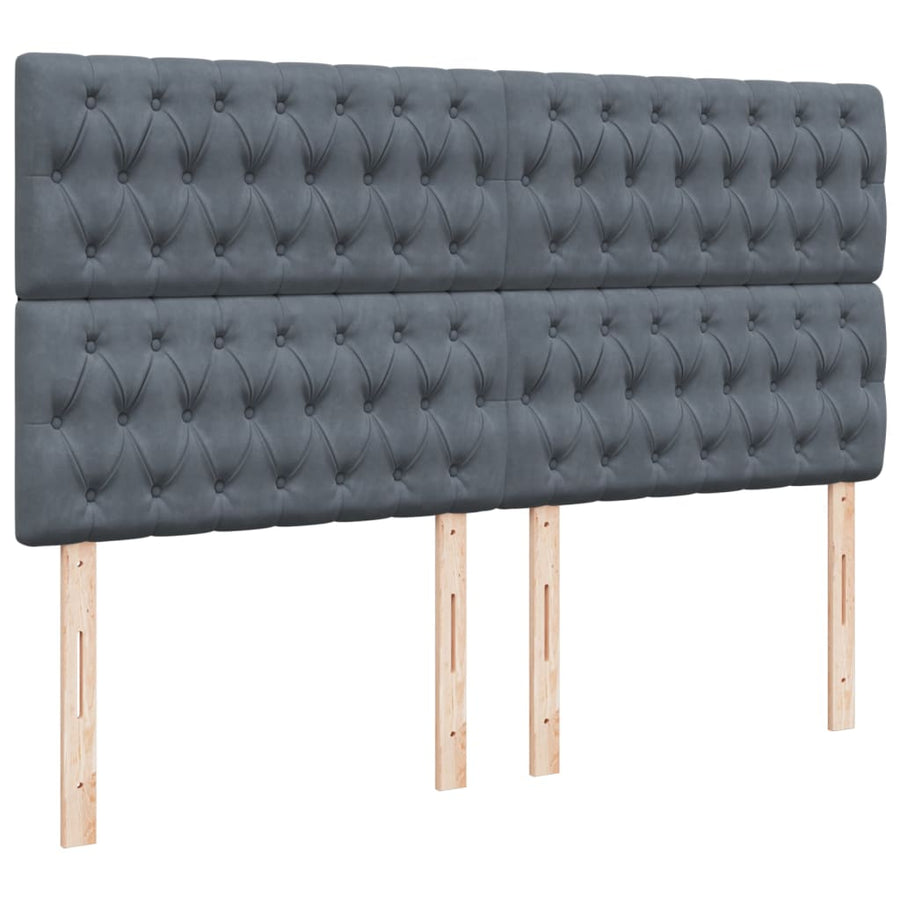 Boxspring met matras fluweel donkergrijs 180x200 cm
