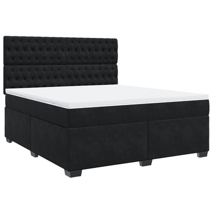 Boxspring met matras fluweel zwart 180x200 cm