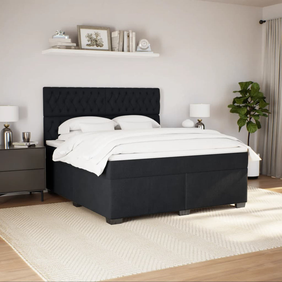 Boxspring met matras fluweel zwart 180x200 cm