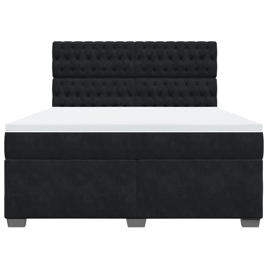 Boxspring met matras fluweel zwart 180x200 cm
