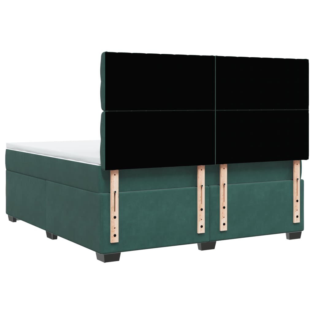Boxspring met matras fluweel donkergroen 180x200 cm