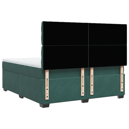 Boxspring met matras fluweel donkergroen 180x200 cm