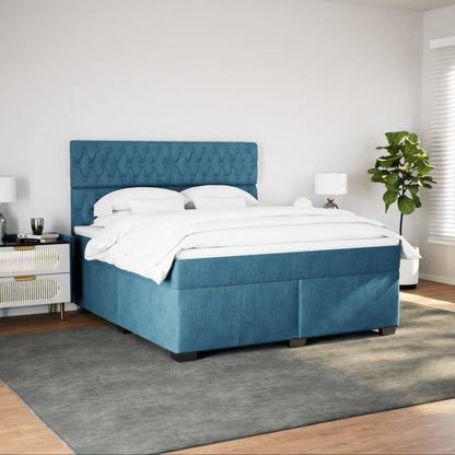 Boxspring met matras fluweel blauw 180x200 cm
