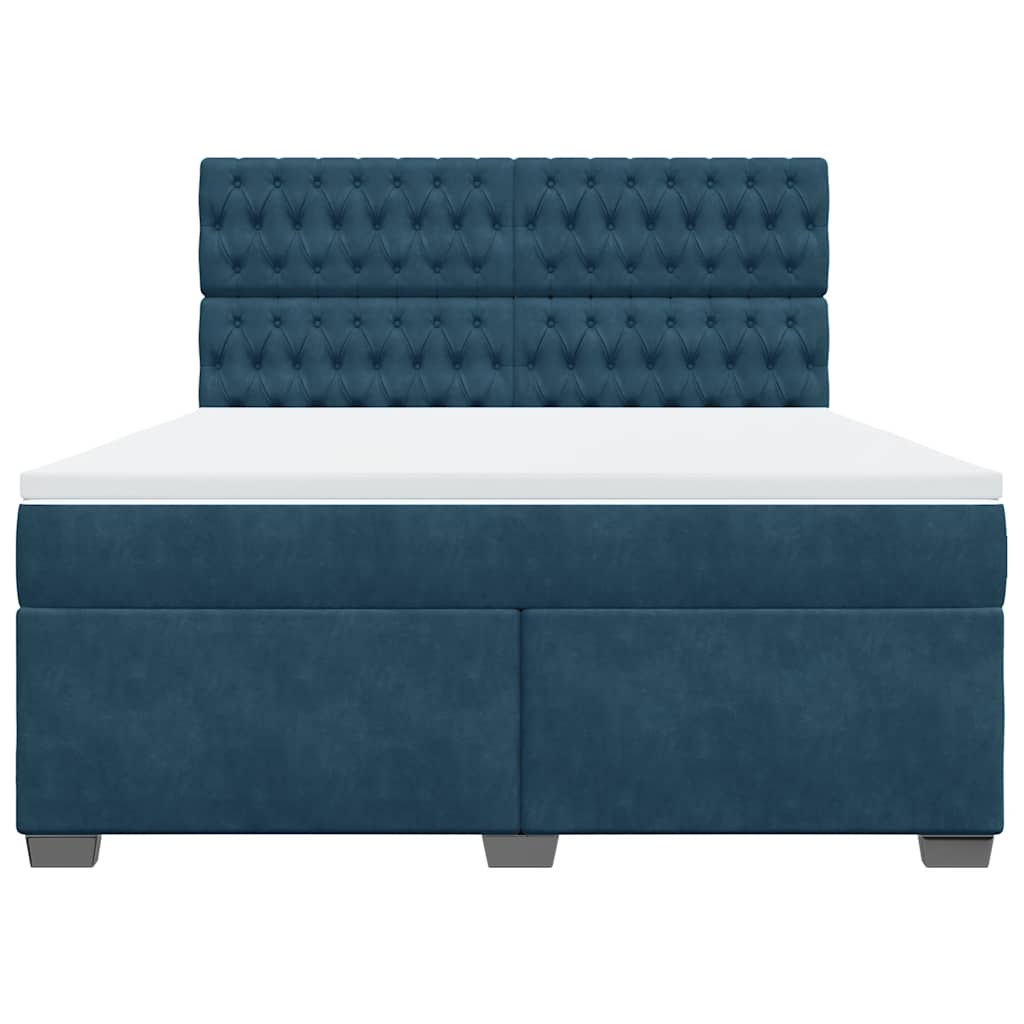 Boxspring met matras fluweel blauw 180x200 cm