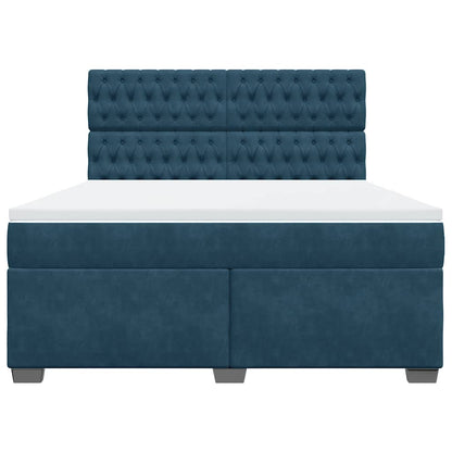 Boxspring met matras fluweel blauw 180x200 cm