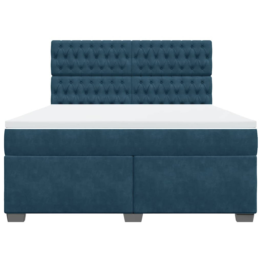 Boxspring met matras fluweel blauw 180x200 cm