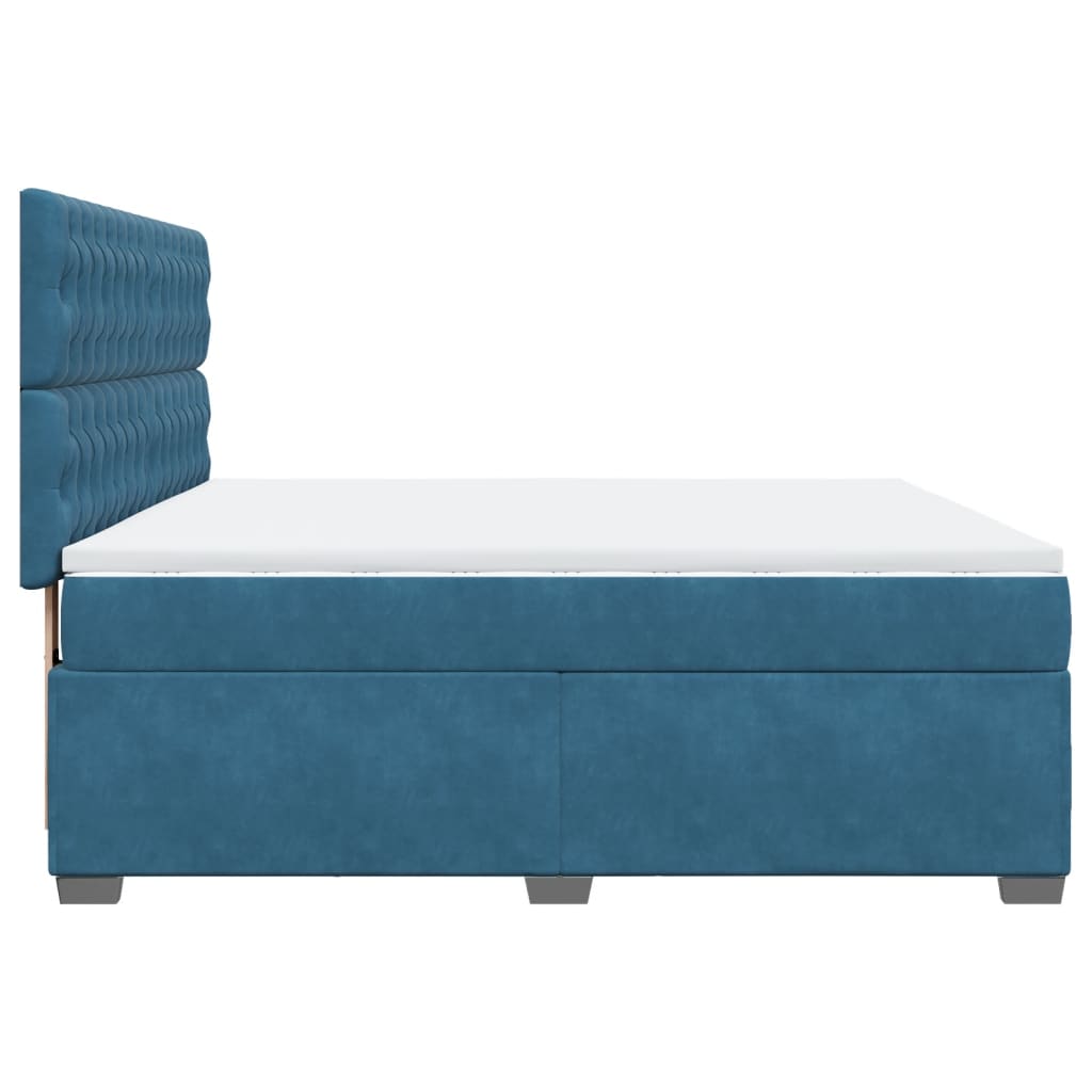 Boxspring met matras fluweel blauw 180x200 cm