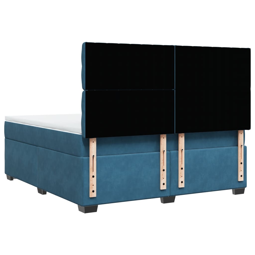 Boxspring met matras fluweel blauw 180x200 cm