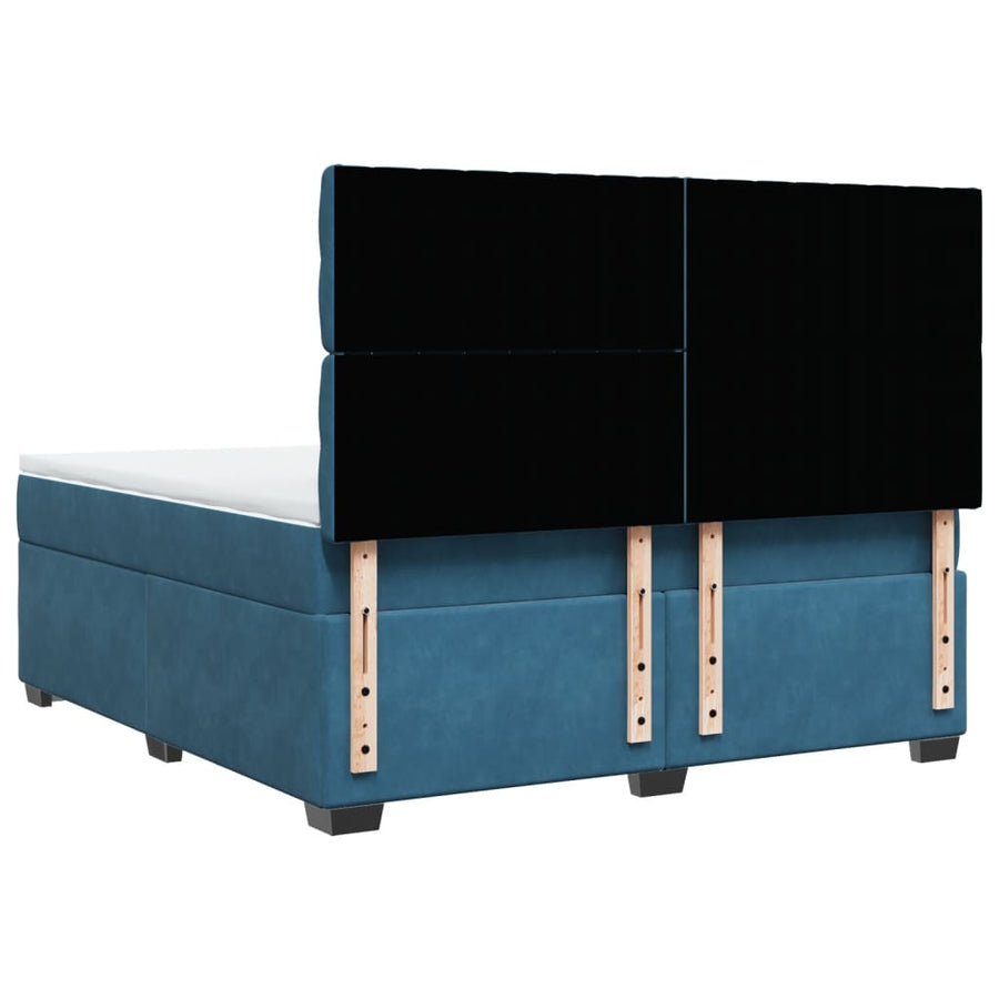 Boxspring met matras fluweel blauw 180x200 cm