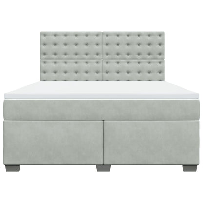 Boxspring met matras fluweel lichtgrijs 180x200 cm