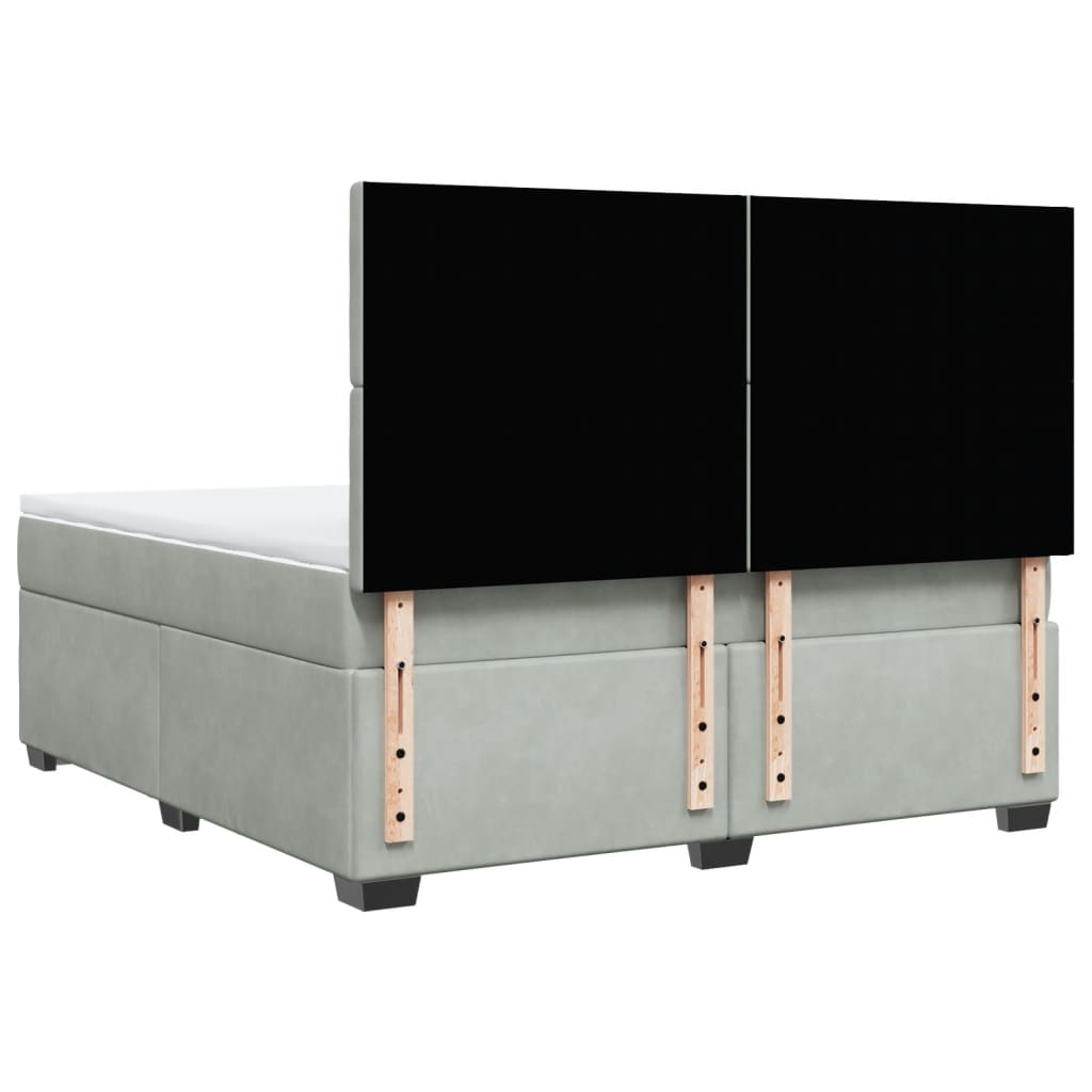 Boxspring met matras fluweel lichtgrijs 180x200 cm