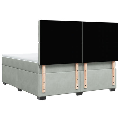 Boxspring met matras fluweel lichtgrijs 180x200 cm