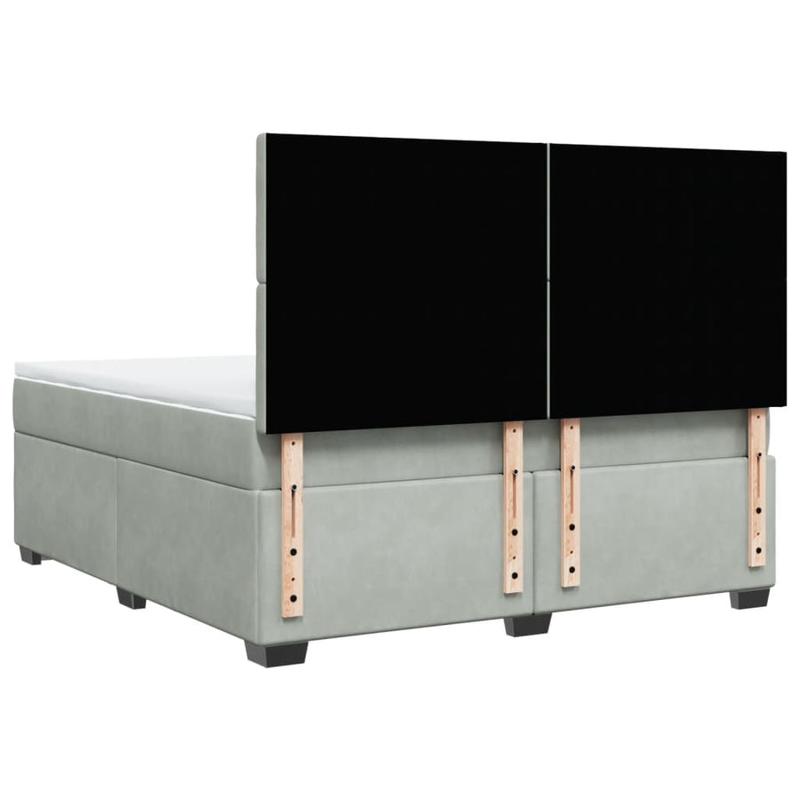 Boxspring met matras fluweel lichtgrijs 180x200 cm