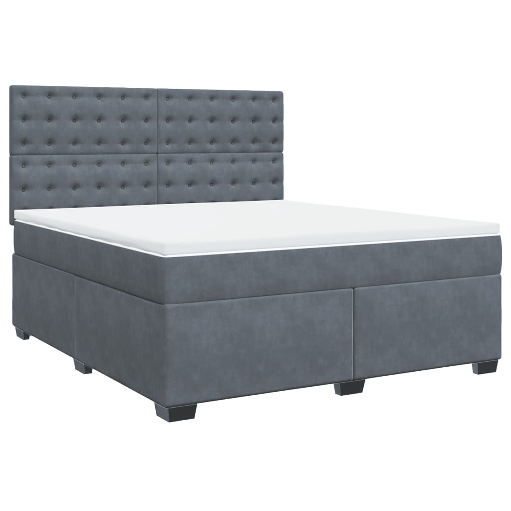 Boxspring met matras fluweel donkergrijs 180x200 cm