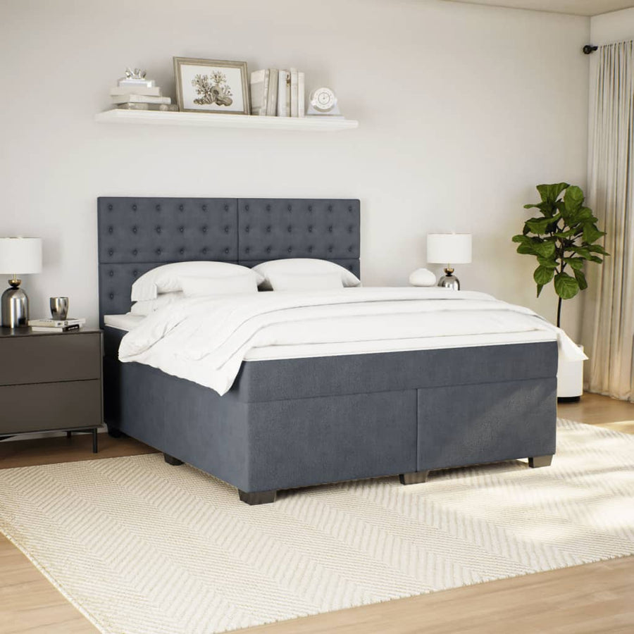 Boxspring met matras fluweel donkergrijs 180x200 cm