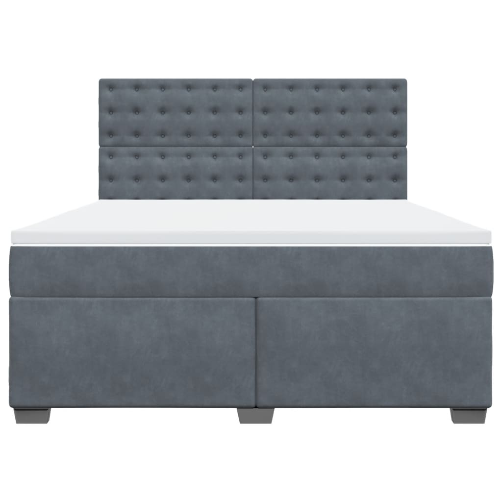 Boxspring met matras fluweel donkergrijs 180x200 cm