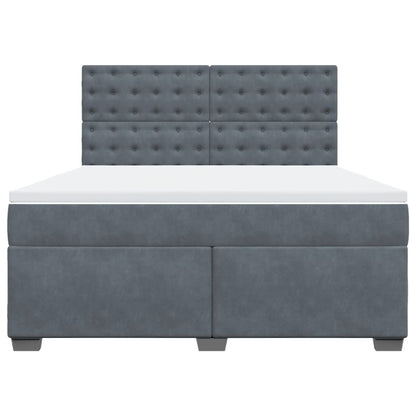 Boxspring met matras fluweel donkergrijs 180x200 cm