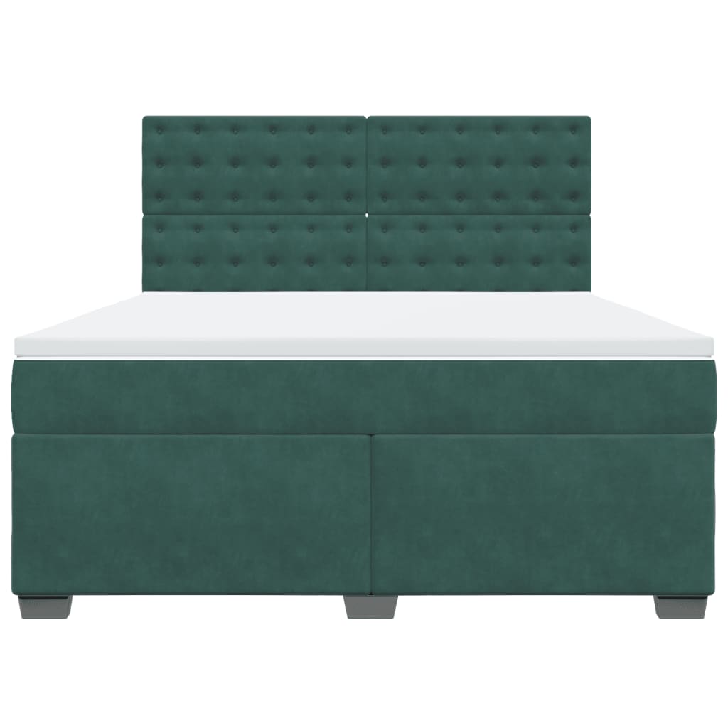 Boxspring met matras fluweel donkergroen 180x200 cm