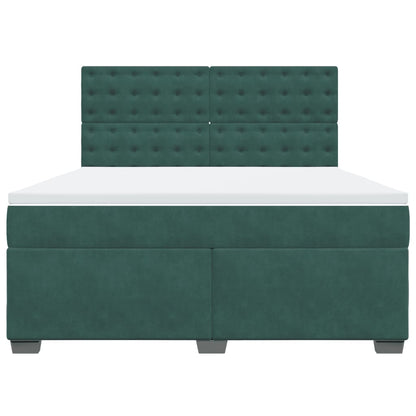 Boxspring met matras fluweel donkergroen 180x200 cm