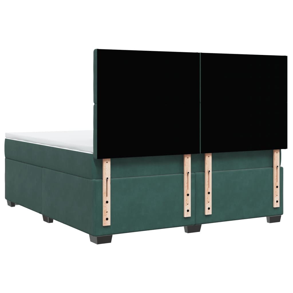 Boxspring met matras fluweel donkergroen 180x200 cm