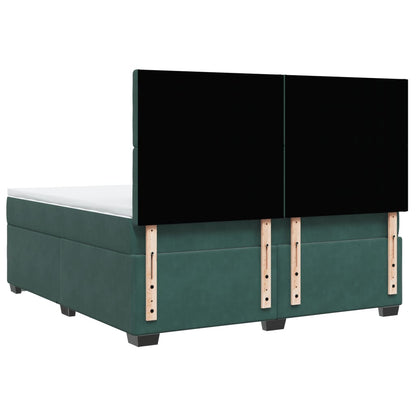 Boxspring met matras fluweel donkergroen 180x200 cm
