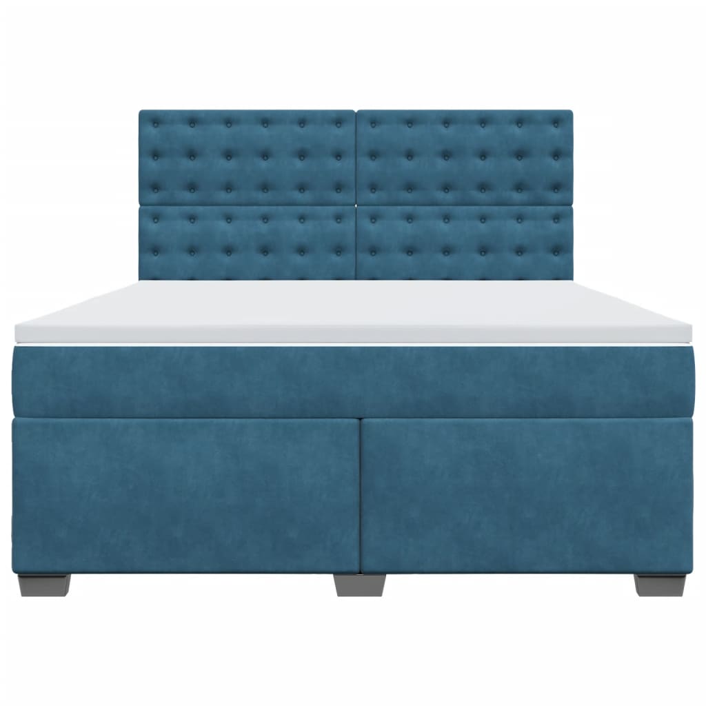 Boxspring met matras fluweel blauw 180x200 cm