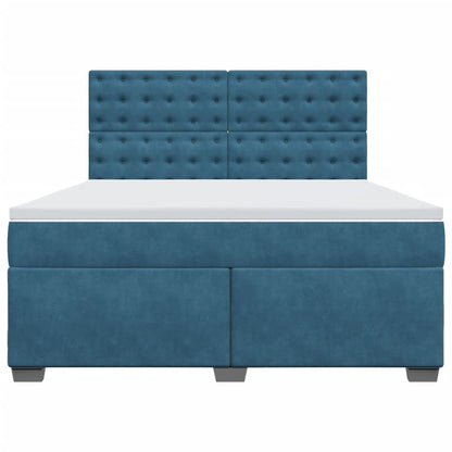 Boxspring met matras fluweel blauw 180x200 cm