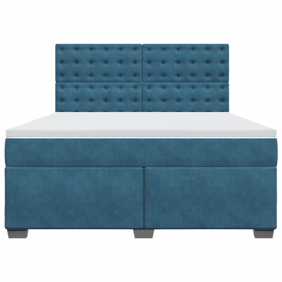 Boxspring met matras fluweel blauw 180x200 cm