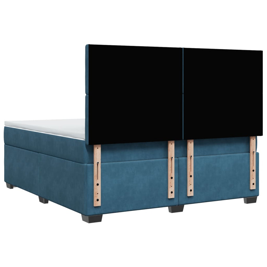 Boxspring met matras fluweel blauw 180x200 cm