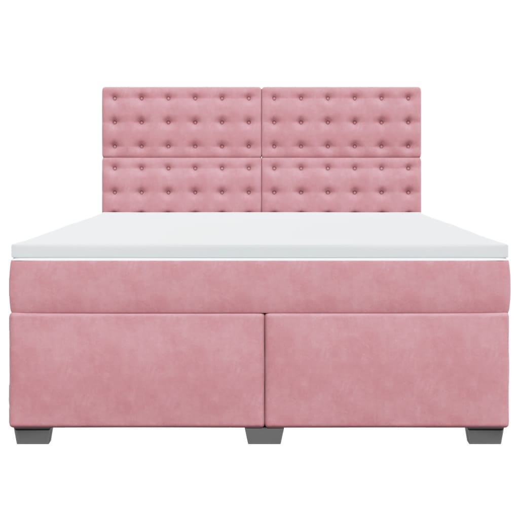 Boxspring met matras fluweel roze 180x200 cm