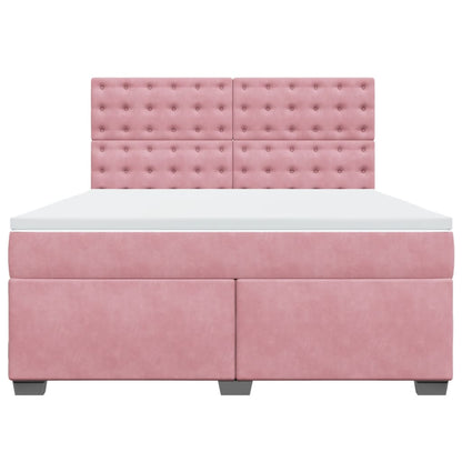 Boxspring met matras fluweel roze 180x200 cm