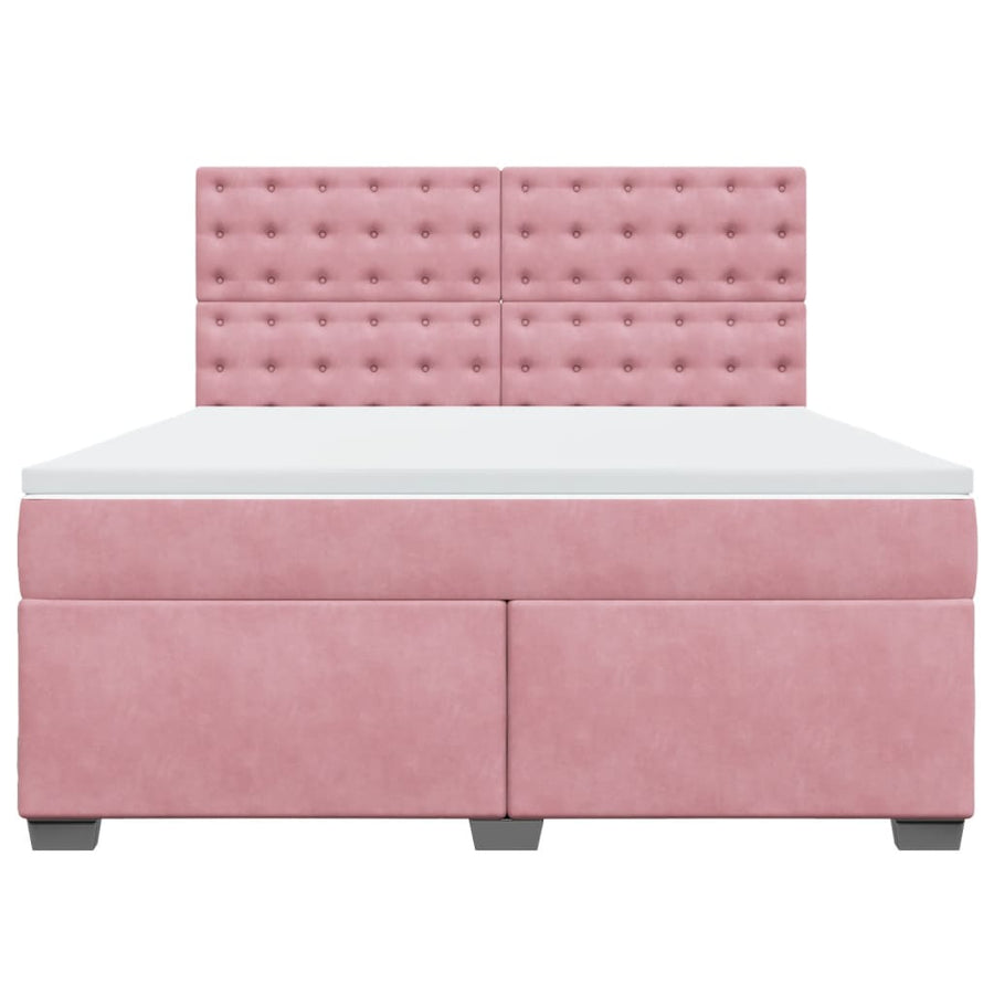 Boxspring met matras fluweel roze 180x200 cm