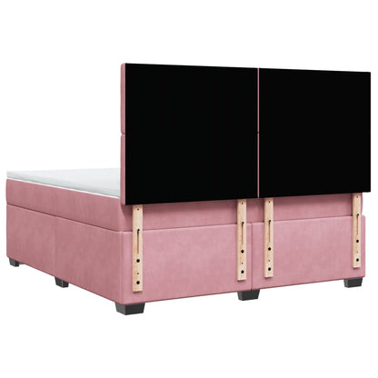 Boxspring met matras fluweel roze 180x200 cm