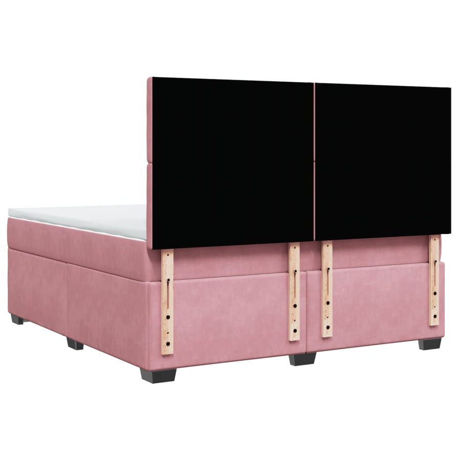 Boxspring met matras fluweel roze 180x200 cm
