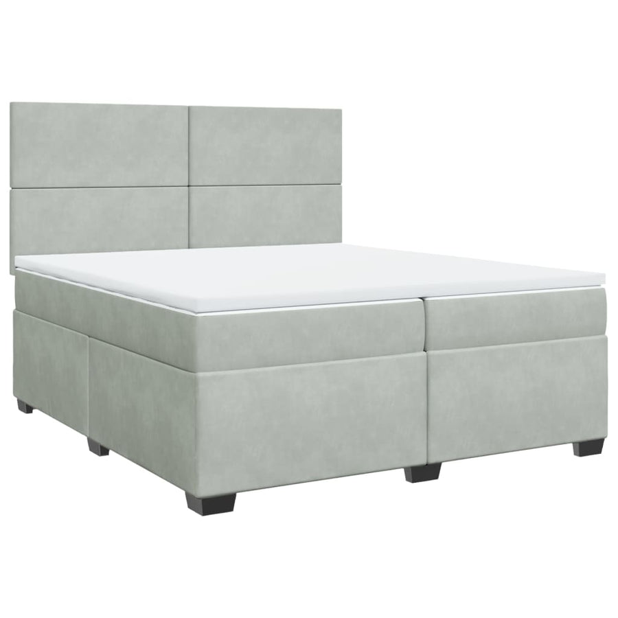 Boxspring met matras fluweel lichtgrijs 200x200 cm