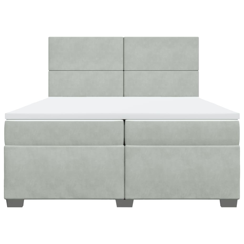 Boxspring met matras fluweel lichtgrijs 200x200 cm
