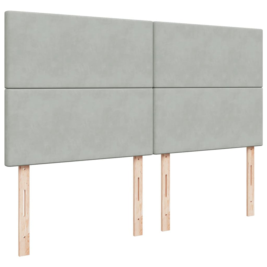 Boxspring met matras fluweel lichtgrijs 200x200 cm