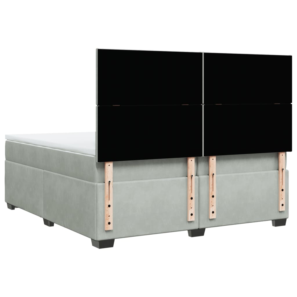 Boxspring met matras fluweel lichtgrijs 200x200 cm