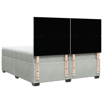 Boxspring met matras fluweel lichtgrijs 200x200 cm