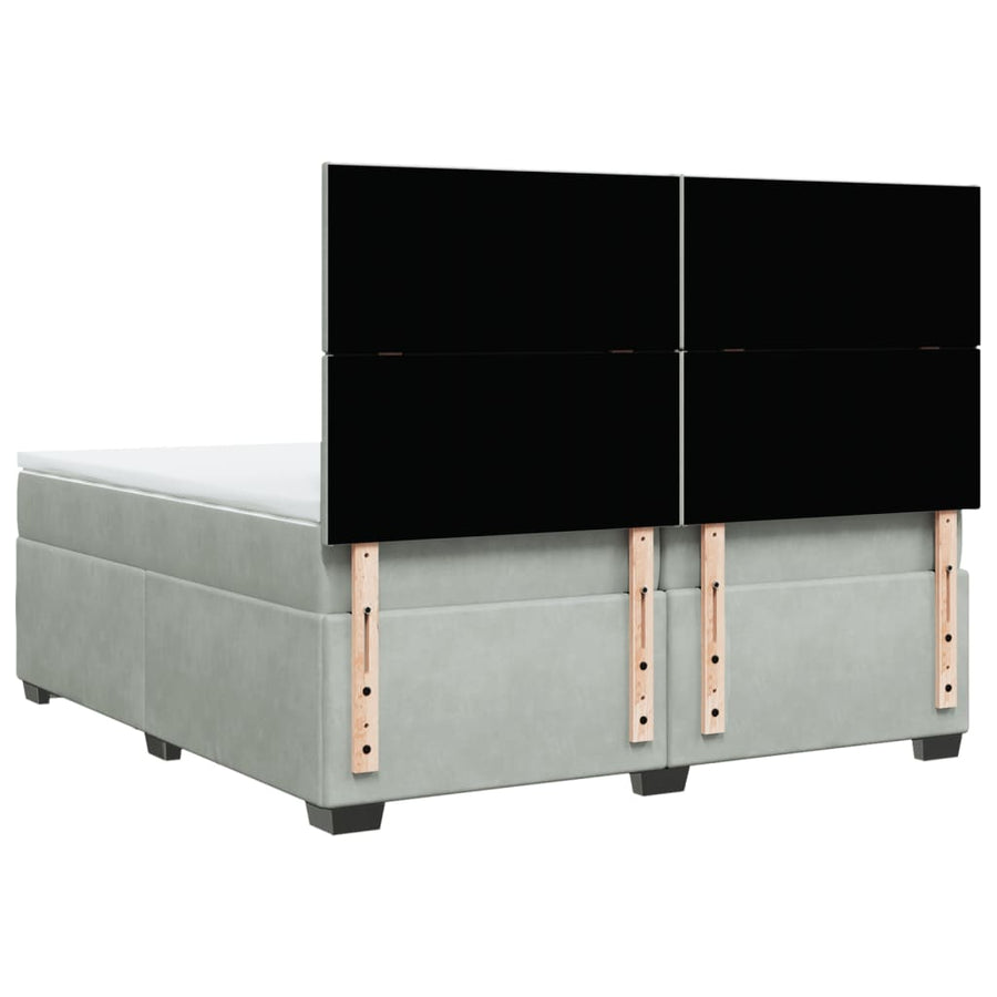 Boxspring met matras fluweel lichtgrijs 200x200 cm
