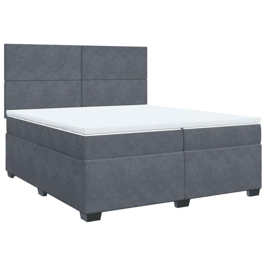 Boxspring met matras fluweel donkergrijs 200x200 cm