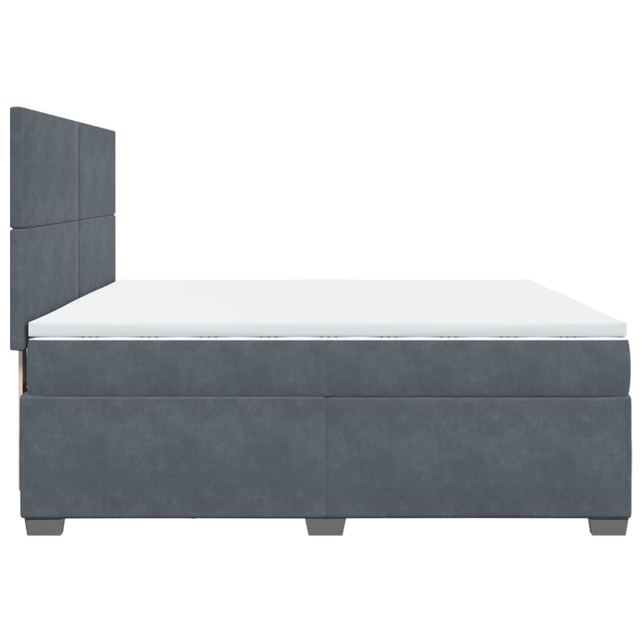 Boxspring met matras fluweel donkergrijs 200x200 cm