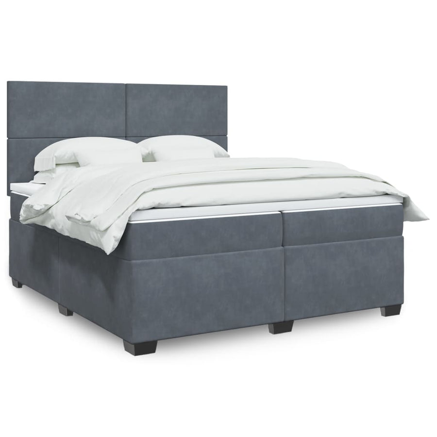 Boxspring met matras fluweel donkergrijs 200x200 cm