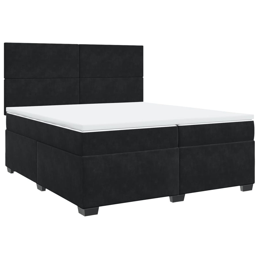 Boxspring met matras fluweel zwart 200x200 cm