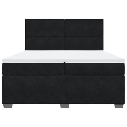 Boxspring met matras fluweel zwart 200x200 cm