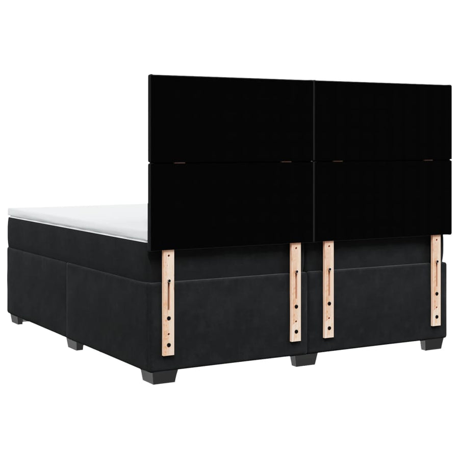 Boxspring met matras fluweel zwart 200x200 cm