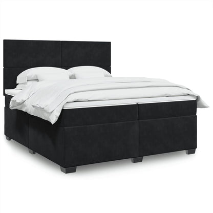 Boxspring met matras fluweel zwart 200x200 cm