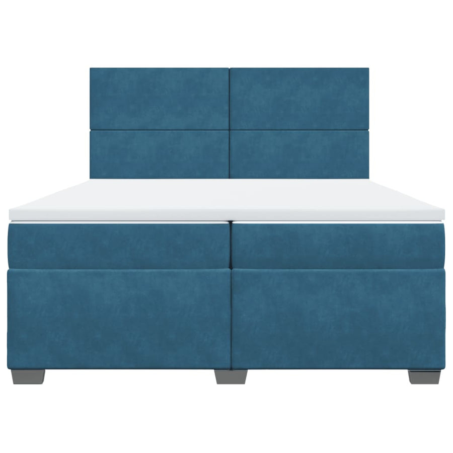 Boxspring met matras fluweel blauw 200x200 cm
