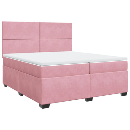 Boxspring met matras fluweel roze 200x200 cm